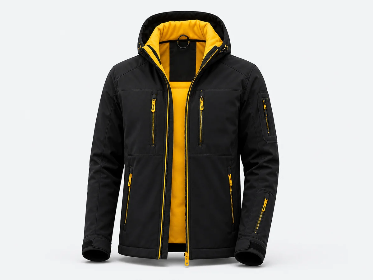 Three-layer stretch softshell work jacket solution