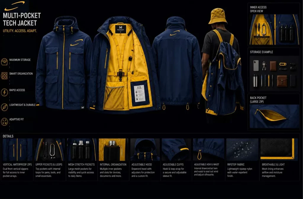 MULTI-POCKET TECH JACKET product detail