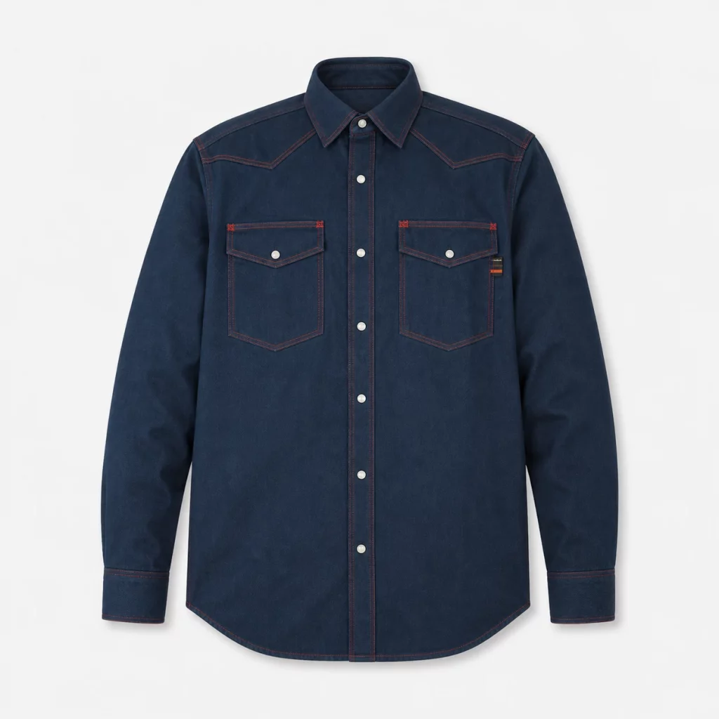 XK-007 DENIM FR WORK SHIRT WITH PEARL SNAPS